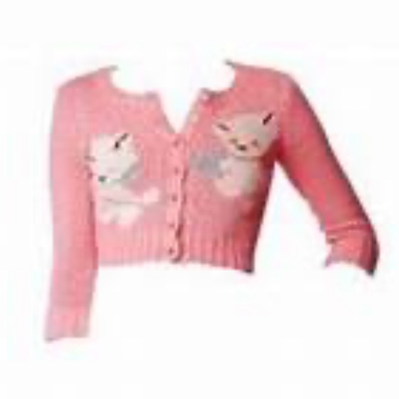 ISO 2 Betsey Johnson NY Black Label Kitten Cardigans in Size S,M or L! - Picture 2 of 2